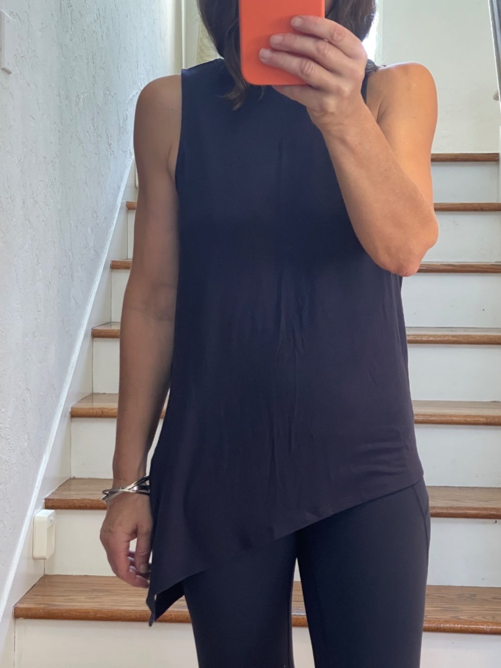 Athleta asymmetrical navy blue tank top women XS